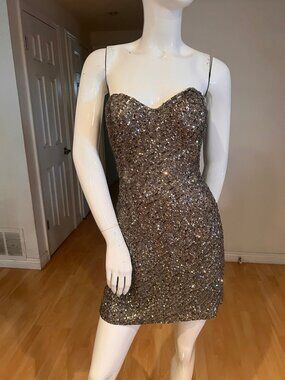 Y2K VINTAGE SCALA SEQUIN EMBELLISHED STRAPLESS DRESS SIZE 12